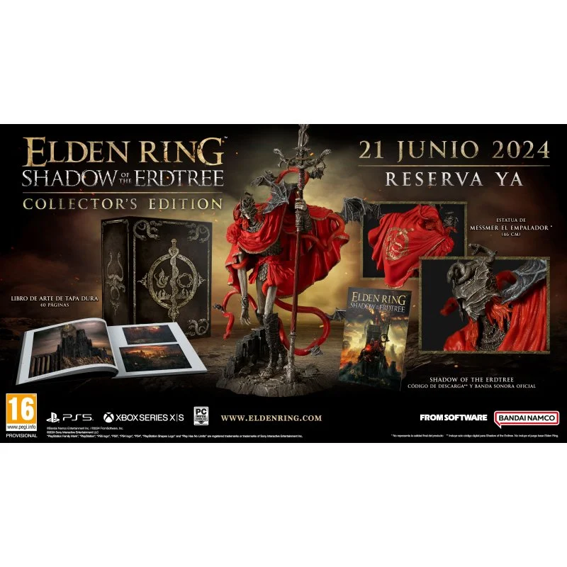 Elden Ring Collector’s Edition con figura de Radagon, libro de arte y mapa del mundo, disponible en Amazon.